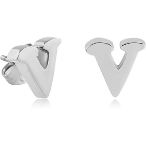SURGICAL STEEL EAR STUDS PAIR - V