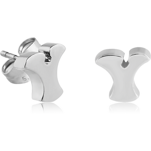 SURGICAL STEEL EAR STUDS PAIR - Y