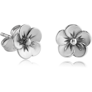 SURGICAL STEEL EAR STUDS PAIR - FLOWER