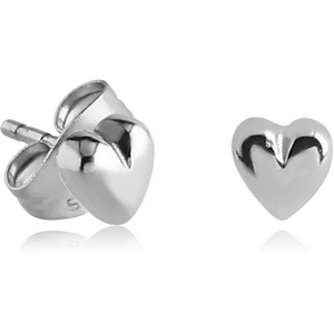 SURGICAL STEEL EAR STUDS PAIR - HEART