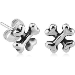 SURGICAL STEEL EAR STUDS PAIR - BONES