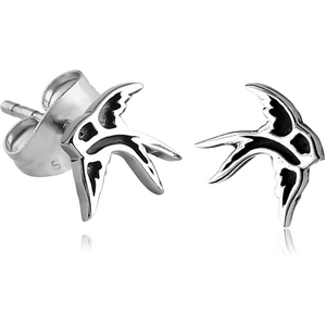 SURGICAL STEEL EAR STUDS PAIR - BIRD