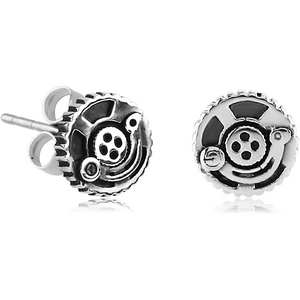 SURGICAL STEEL EAR STUDS PAIR - STEAMPUNK