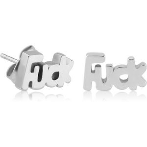 SURGICAL STEEL EAR STUDS PAIR - FUCK