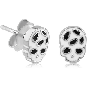 SURGICAL STEEL SKULL EAR STUDS PAIR