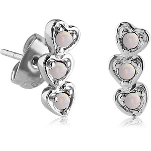 SURGICAL STEEL SYNTHETIC OPAL EAR STUDS PAIR
