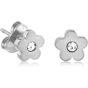 SURGICAL STEEL EAR STUDS PAIR - FLOWER