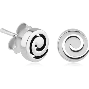 SURGICAL STEEL EAR STUDS PAIR - SPIRAL