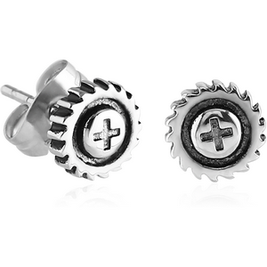 SURGICAL STEEL EAR STUDS PAIR - BOLT HEAD
