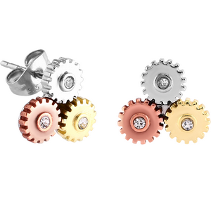 SURGICAL STEEL EAR STUDS PAIR - THREE WHEELS