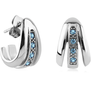 SURGICAL STEEL JEWELLED EAR STUDS PAIR - BUTTERFLY