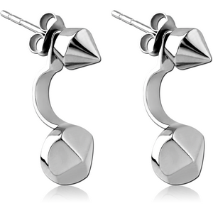 SURGICAL STEEL BACK EARRINGS WITH STUD PAIR - SPIKE