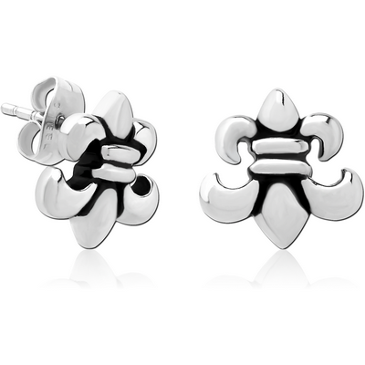 SURGICAL STEEL EAR STUDS PAIR - FLEUR DE LIS