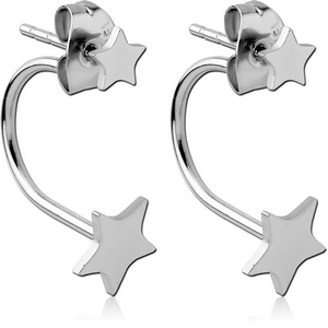SURGICAL STEEL BACK EARRINGS - BIG AND SMALL STAR