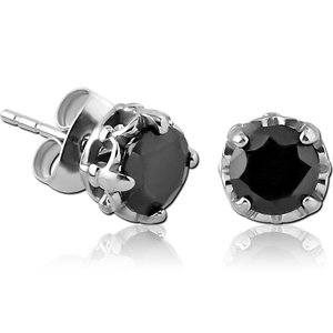 SURGICAL STEEL JEWELLED EAR STUDS PAIR - FLEUR DE LIS