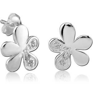 SURGICAL STEEL EAR STUDS PAIR - FLOWER