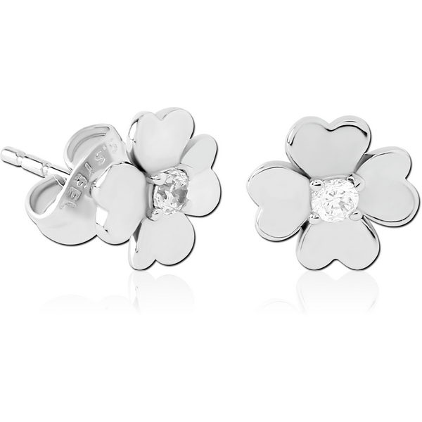 SURGICAL STEEL EAR STUDS PAIR - FLOWER