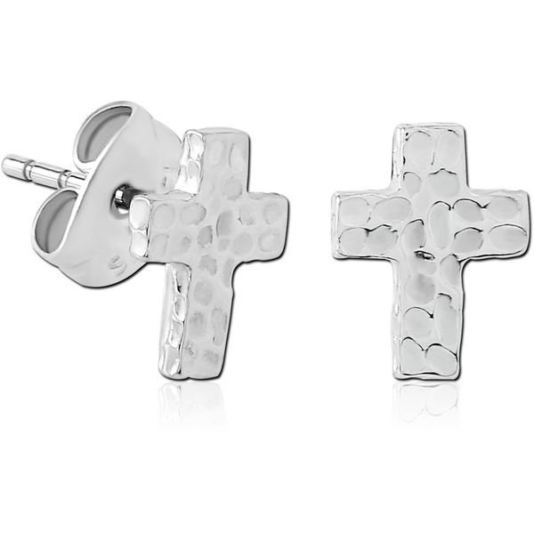 SURGICAL STEEL EAR STUDS PAIR - CROSS