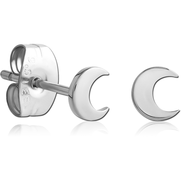SURGICAL STEEL EAR STUDS PAIR - CRESCENT MOON
