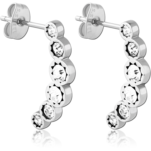 SURGICAL STEEL JEWELLED EAR STUDS PAIR