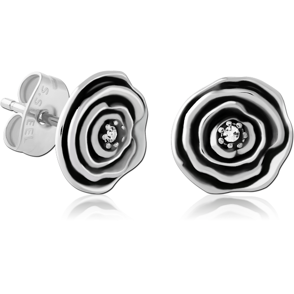 SURGICAL STEEL JEWELLED EAR STUDS PAIR
