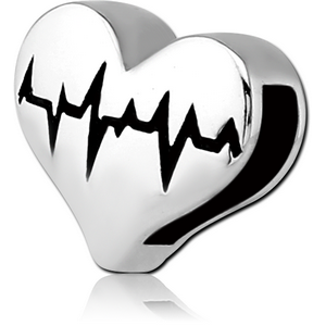 SURGICAL STEEL FLAT BEAD 2.5 MM HOLE - HEART PULSE