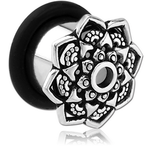 SURGICAL STEEL FLARED TUNNEL - FLOWER FILIGREE