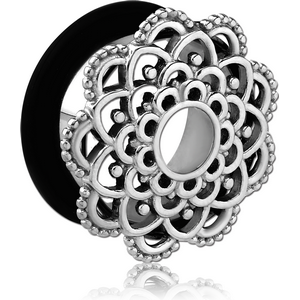 SURGICAL STEEL FLARED TUNNEL - FLOWER FILIGREE