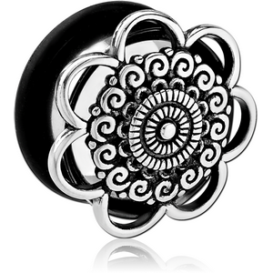 SURGICAL STEEL FLARED TUNNEL - FLOWER FILIGREE