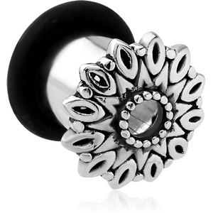 SURGICAL STEEL FLARED TUNNEL - FLOWER FILIGREE