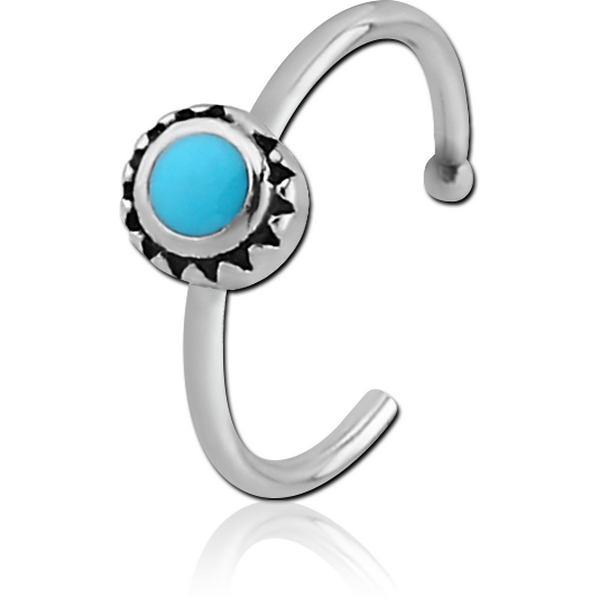 SURGICAL STEEL OPEN NOSE RING WITH ENAMEL - CIRCLE
