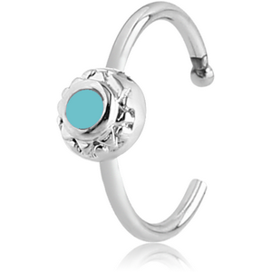 SURGICAL STEEL OPEN NOSE RING WITH ENAMEL - CIRCLE