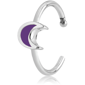 SURGICAL STEEL OPEN NOSE RING WITH ENAMEL - CRESCENT