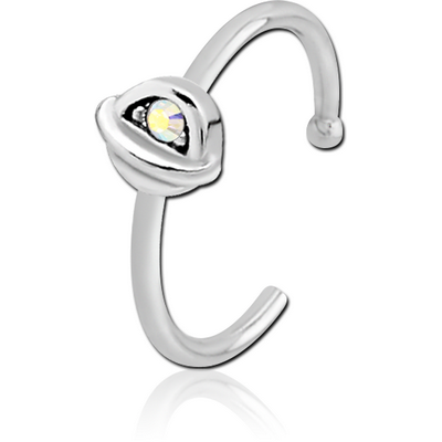 SURGICAL STEEL JEWELLED OPEN NOSE RING - HALF OPEN EYE