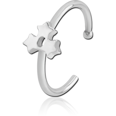 SURGICAL STEEL OPEN NOSE RING - TRIPLE STAR