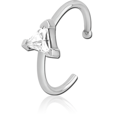 SURGICAL STEEL JEWELLED OPEN NOSE RING - TRIANGLE