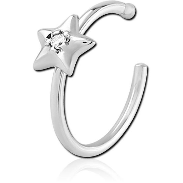 SURGICAL STEEL JEWELLED OPEN NOSE RING