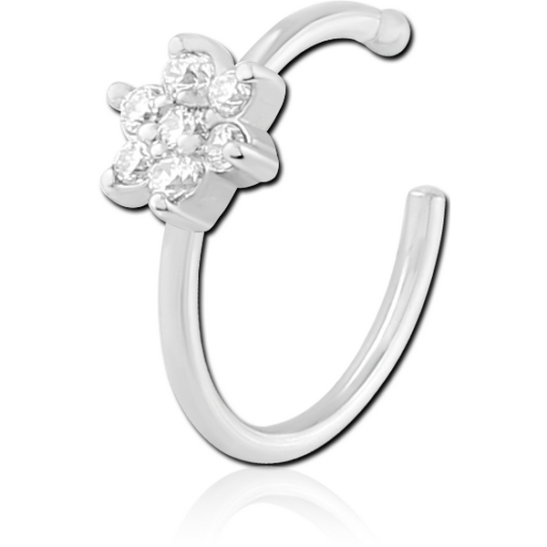 SURGICAL STEEL JEWELLED OPEN NOSE RING