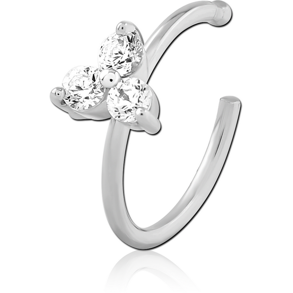 SURGICAL STEEL JEWELLED OPEN NOSE RING