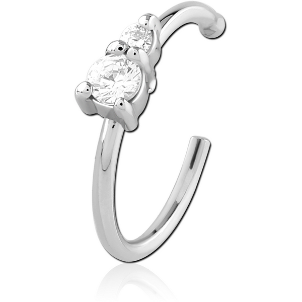 SURGICAL STEEL JEWELLED OPEN NOSE RING