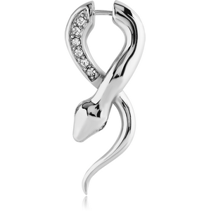 SURGICAL STEEL JEWELLED FAKE PULG - SNAKE