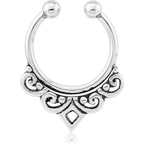 SURGICAL STEEL FAKE SEPTUM RING - FILIGREE