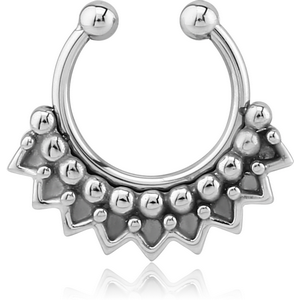 SURGICAL STEEL FAKE SEPTUM RING - DOTS AND CIRCLES