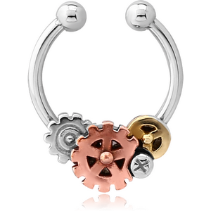 SURGICAL STEEL FAKE SEPTUM RING - STEAMPUNK