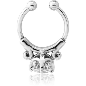 SURGICAL STEEL JEWELLED FAKE SEPTUM RING - RHOMBUS