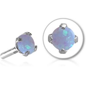 SURGICAL STEEL SYNTHETIC OPAL JEWELLED PUSH FIT ATTACHMENT FOR BIOFLEX INTERNAL LABRET - ROUND