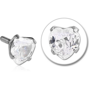 SURGICAL STEEL JEWELLED PUSH FIT ATTACHMENT FOR BIOFLEX INTERNAL LABRET - HEART