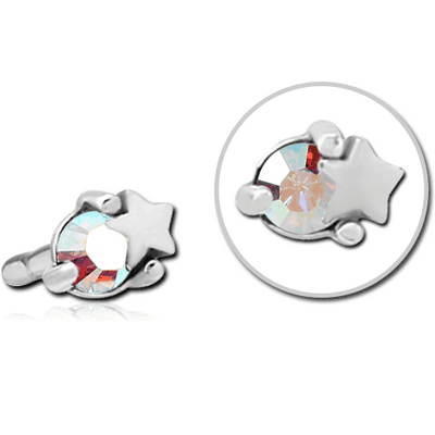 SURGICAL STEEL JEWELLED PUSH FIT ATTACHMENT FOR BIOFLEX INTERNAL LABRET - STAR AND GEM