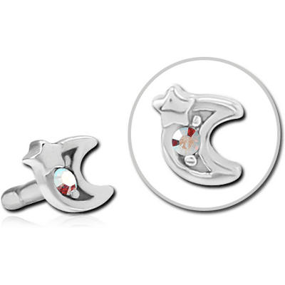 SURGICAL STEEL JEWELLED PUSH FIT ATTACHMENT FOR BIOFLEX INTERNAL LABRET - CRESCENT AND STAR