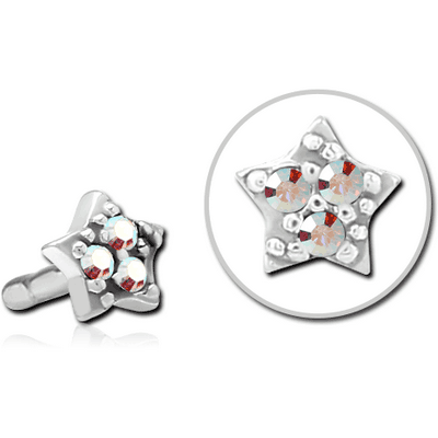 SURGICAL STEEL JEWELLED PUSH FIT ATTACHMENT FOR BIOFLEX INTERNAL LABRET - STAR PRONGS